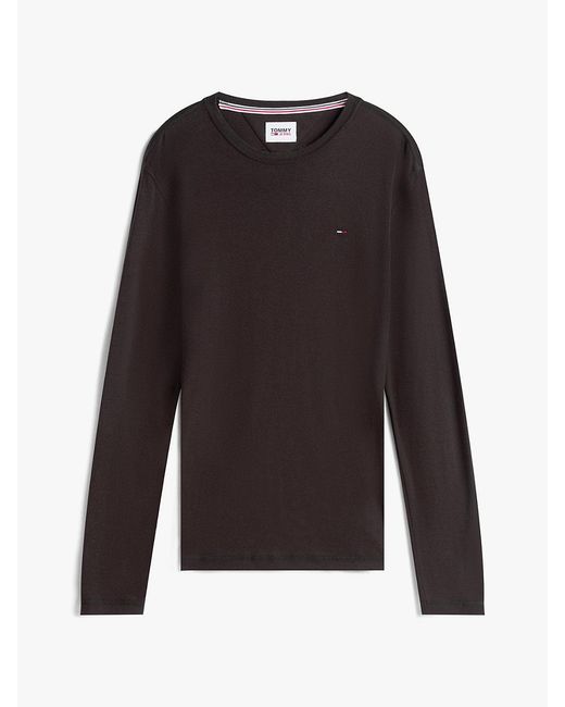 Tommy Hilfiger Black Toy Jean Origina Ribbed Organic Cotton Ong Eeve T-hirt Back An for men