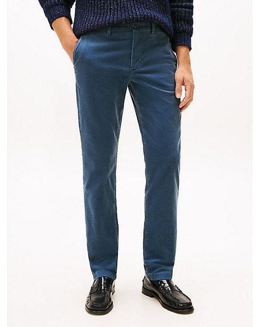 Tommy Hilfiger Denton Straight Fit Corduroy Chino in het Blue voor heren