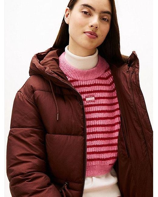 Tommy Hilfiger Ripstop Pufferjack Met Capuchon in het Red