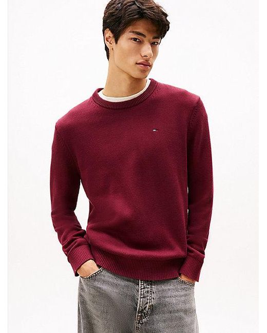 Tommy Hilfiger Slim Fit Pullover Mit Rundhalsausschnitt in Red für Herren