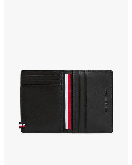 Cartera Plegable De Piel Con Logo Tommy Hilfiger de hombre de color Black