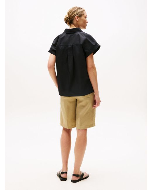 Chemise À Manches Courtes En Popeline Tommy Hilfiger en coloris Black