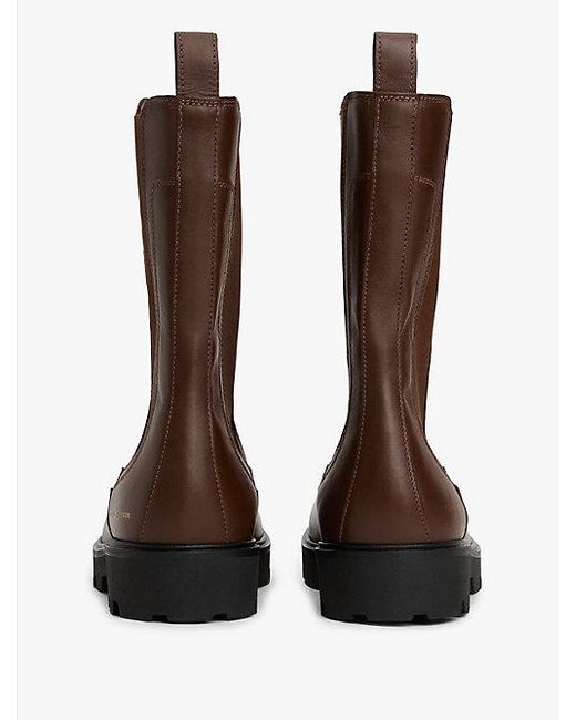 Tommy Hilfiger Halfhoge Chelsea Boot Van Leer Met Profiel in het Brown