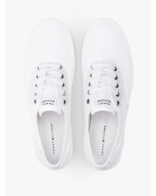 Tommy Hilfiger White Canvas Cupsole Trainers for men
