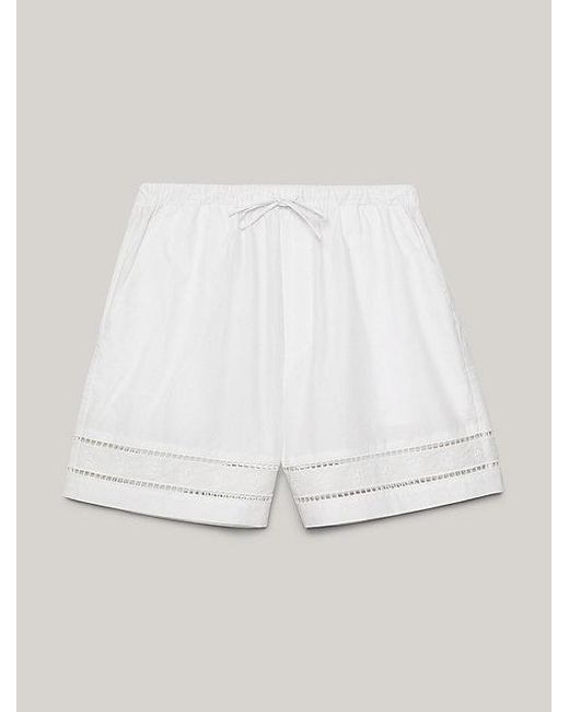 Tommy Hilfiger Relaxed Short Met Monogram-broderie Anglaise in het White