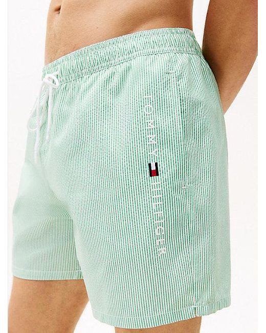 Tommy Hilfiger Original Medium Lange Zwemshort Met Streep in het Green voor heren