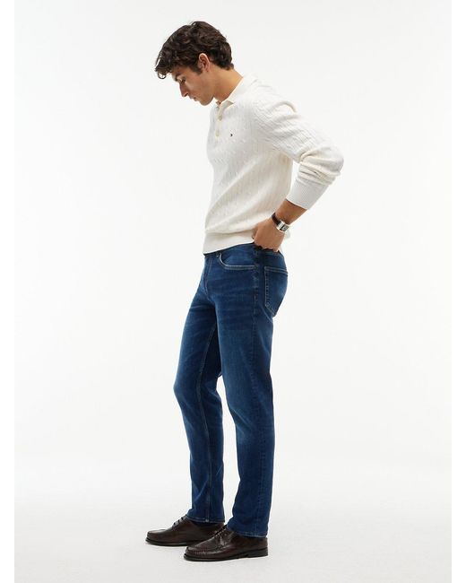 Tommy Hilfiger Blue Denton Whiskered Straight Leg Jeans for men