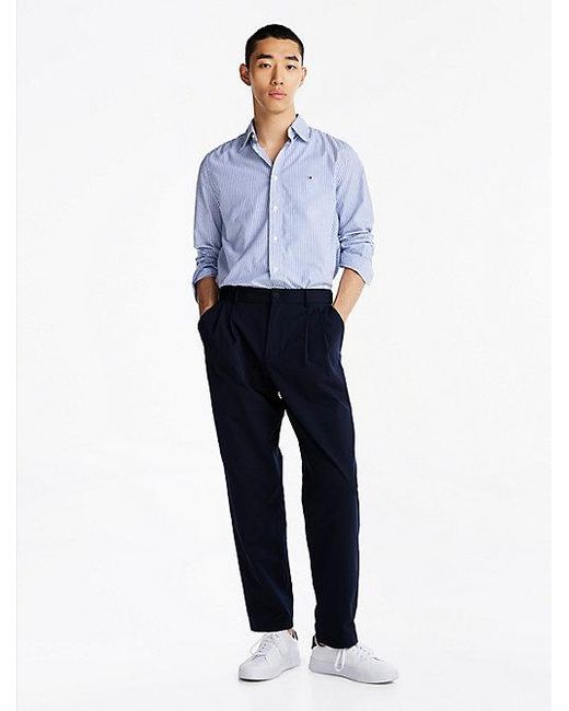 Tommy Hilfiger Flex Regular Fit Overhemd Met Strepen in het Blue voor heren