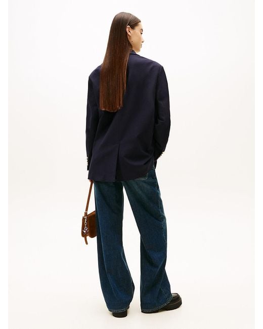 Tommy Hilfiger Blue Tommy Girl Logo Oversized Fit Jersey Blazer