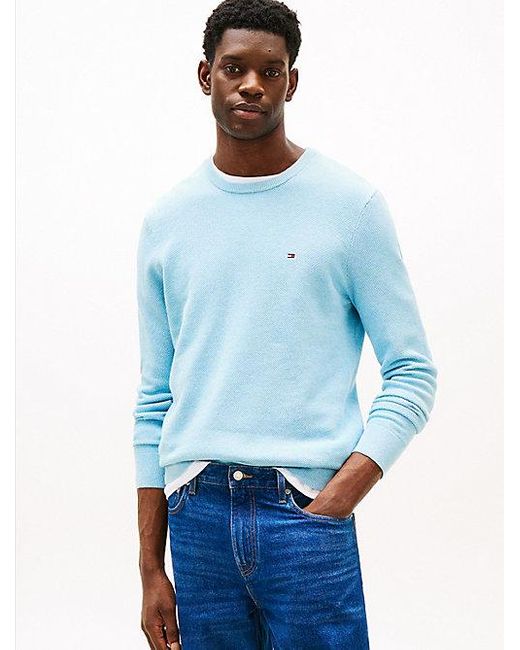 Tommy Hilfiger Rundhals-Pullover Im Waffelstrick-Design in Blue für Herren