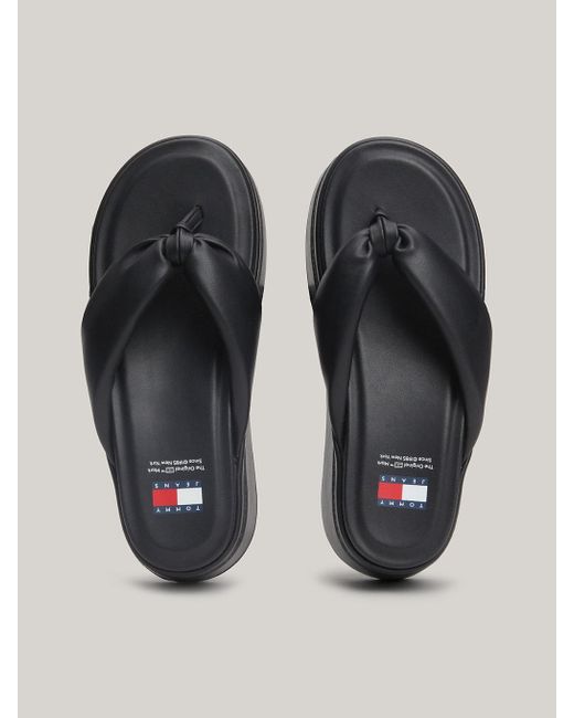 Tommy Hilfiger Black Tonal Logo Wedge Sandals