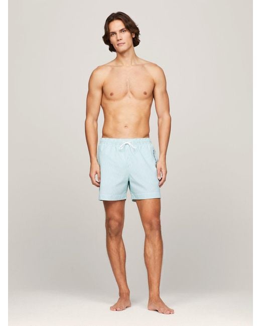 Tommy Hilfiger Blue Original Ithaca Stripe Mid Length Swim Shorts for men