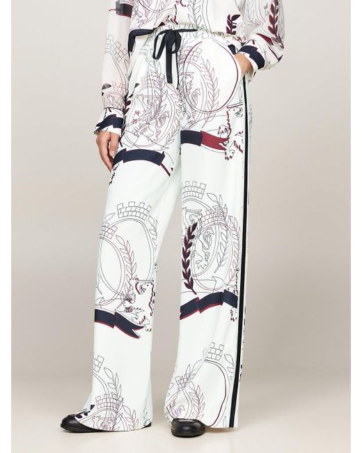 Tommy Hilfiger White Crest Print Relaxed Pyjama Bottoms