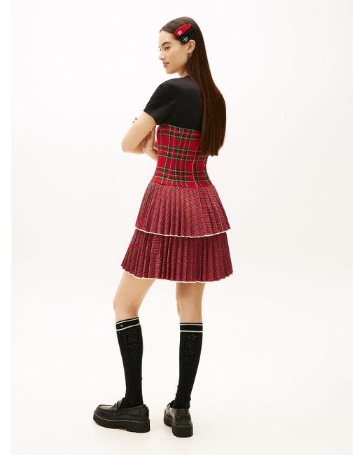 Tommy Hilfiger Tommy Girl Tartan Check Tiered Mini Dress