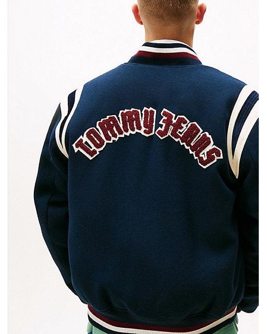 Tommy Hilfiger Varsity Bomberjack Met Wol En Logo-Appliqué in het Blue voor heren