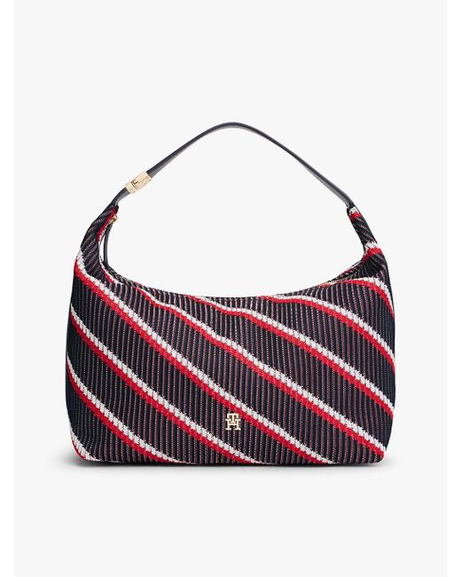 Tommy Hilfiger Purple Th Monogram Signature Knit Hobo Bag