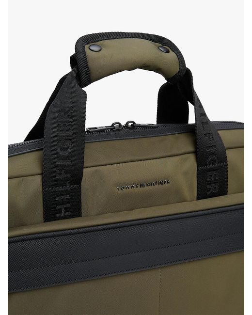 Tommy Hilfiger Green Repreve Work Bag With Laptop Sleeve And Adjustable Strap for men