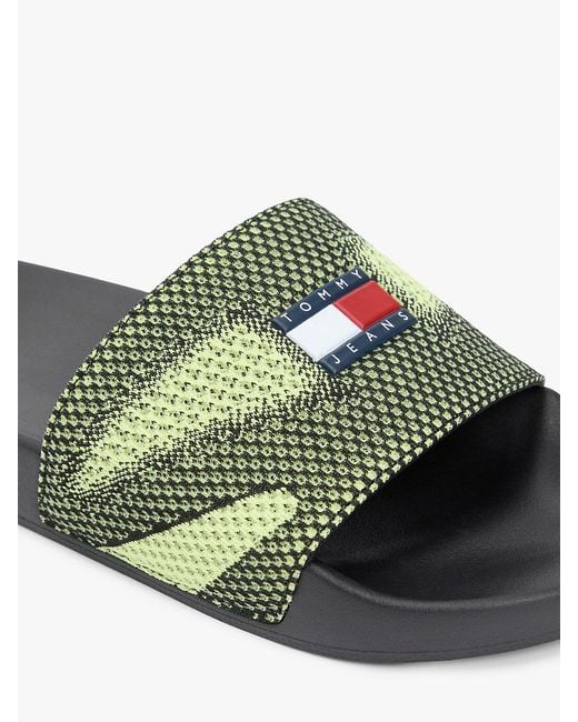 Tommy Hilfiger Green Jacquard Strap Slides for men