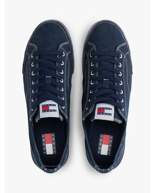 Tommy Hilfiger Blue Archive Flag Stripe Washed Canvas Trainers for men
