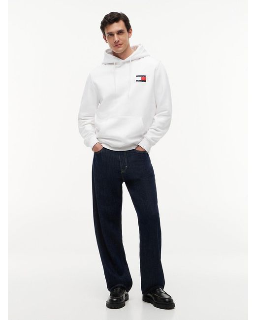 Tommy Hilfiger White Tommy Badge Terry Fleece Hoody for men