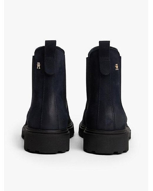 Tommy Hilfiger Leren Chelsea Boot Met Profielzool in het Blue