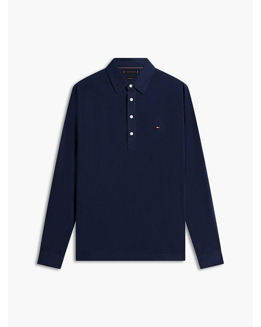 Tommy Hilfiger Blue Regular Fit Lightweight Long Sleeve Polo Shirt for men