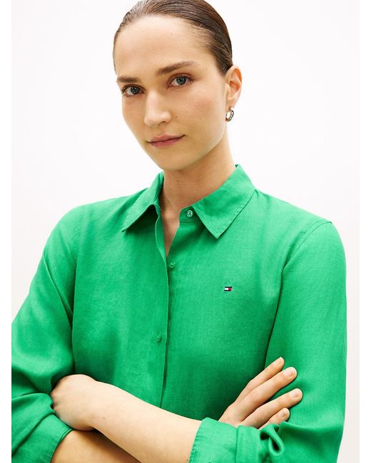 Tommy Hilfiger White Relaxed Fit Pure Linen Shirt