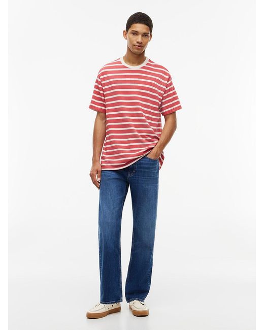 Tommy Hilfiger White Logo Label Stripe Relaxed Jersey T-Shirt for men