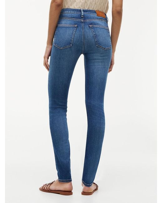 Tommy Hilfiger Blue Como Whiskered Mid Rise Skinny Jeans