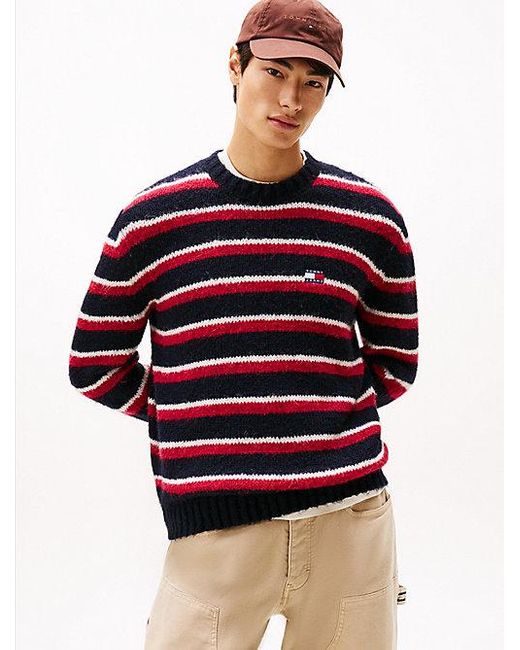 Tommy Hilfiger Gestreepte Trui Met Alpaca En Tommy-Badge in het Blue voor heren