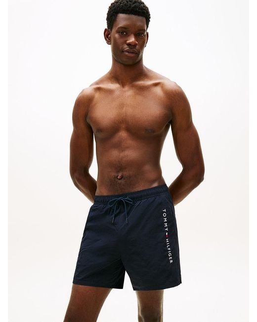 Tommy Hilfiger Blue Original Logo Mid Length Swim Shorts for men