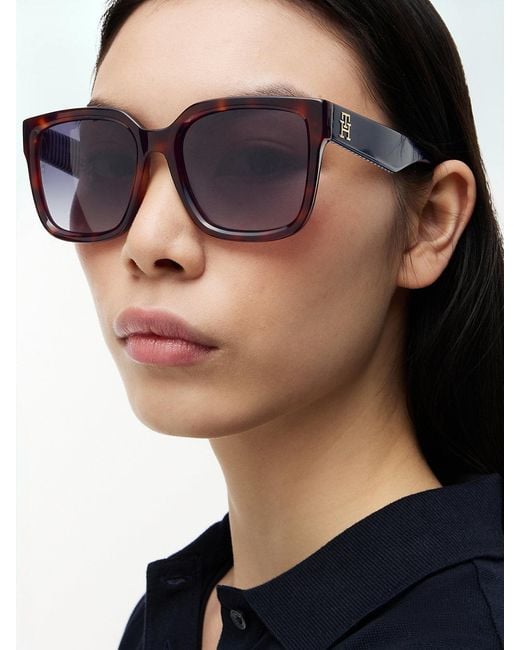 Tommy Hilfiger White Th Monogram Polarised Square Sunglasses