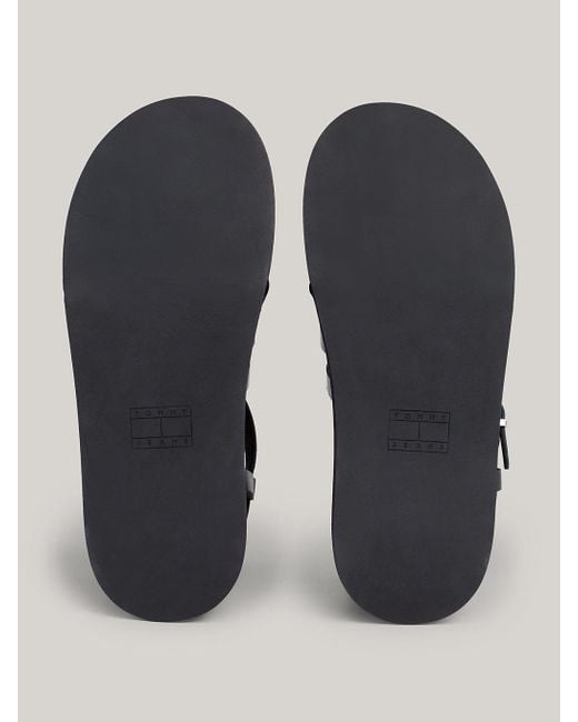 Tommy Hilfiger Black Strap Wedge Heel Leather Sandals