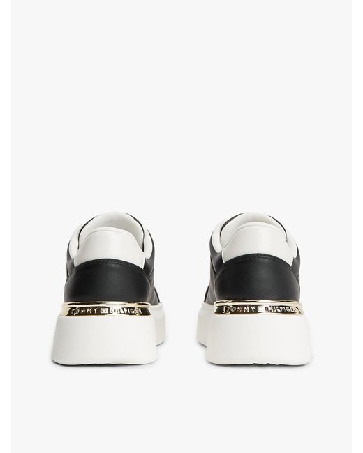 Tommy Hilfiger Black Metallic Th Monogram Leather Platform Trainers