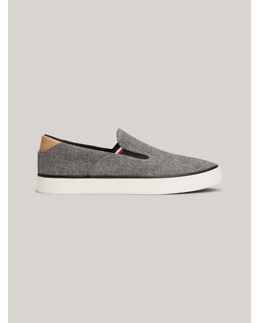 Tommy Hilfiger Black Linen Chambray Slip-on Trainers for men