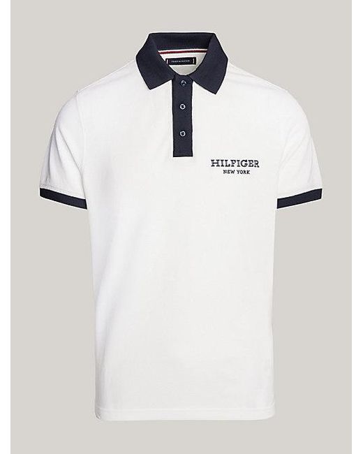 Tommy Hilfiger Hilfiger Monotype Regular Fit Polo Met Logo in het White voor heren