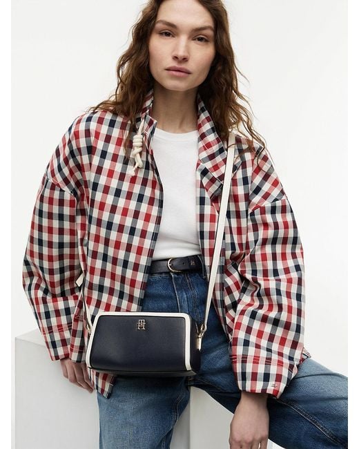 Tommy Hilfiger Blue Colour-blocked Th Monogram Crossbody Camera Bag