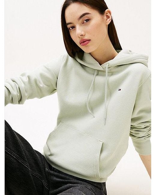 Tommy Hilfiger Fleece Hoodie Met Geborduurde Vlag in het Natural