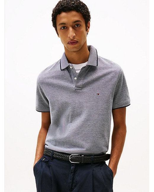 Polo De Corte Regular Con Ribetes Tommy Hilfiger de hombre de color Gray