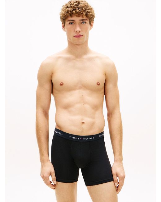Tommy Hilfiger Black 3-pack Signature Logo Waistband Boxer Briefs for men