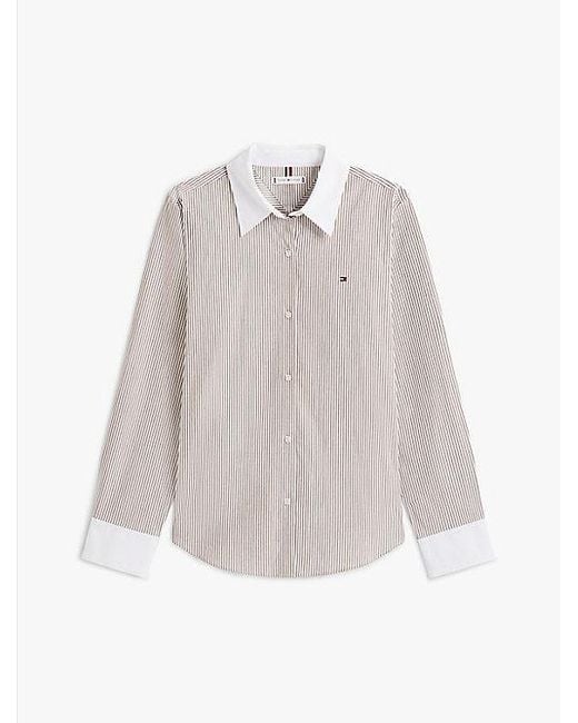 Tommy Hilfiger Regular Fit Overhemd Van Gestreepte Poplin in het White