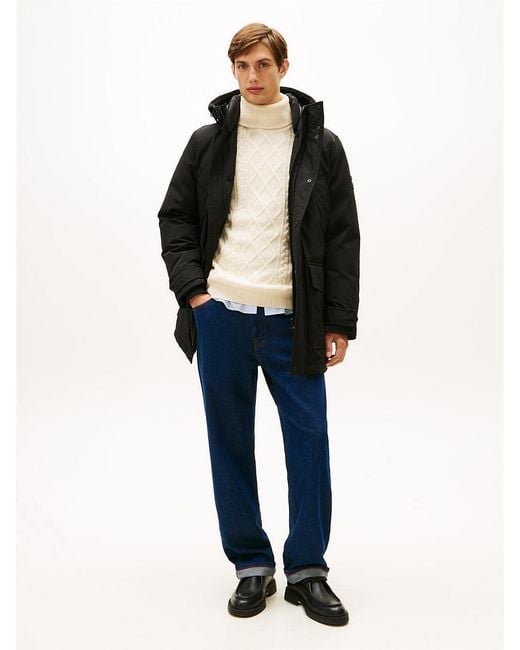Tommy Hilfiger Black Logo Patch Down Hooded Rockie Parka for men