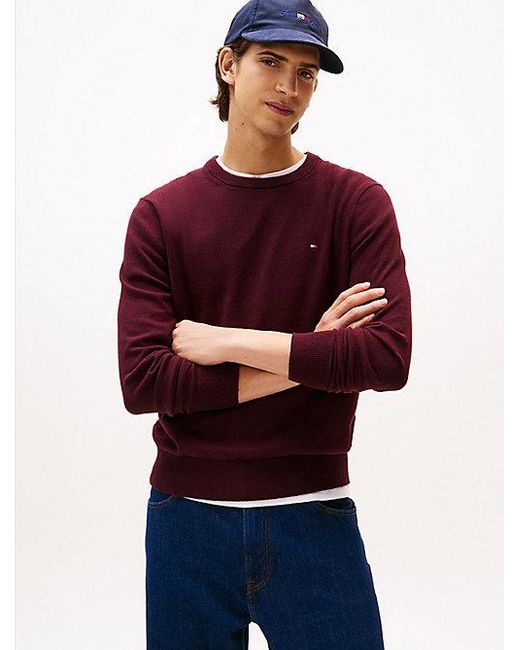 Tommy Hilfiger Trui Met Ronde Hals En Kasjmier in het Red voor heren