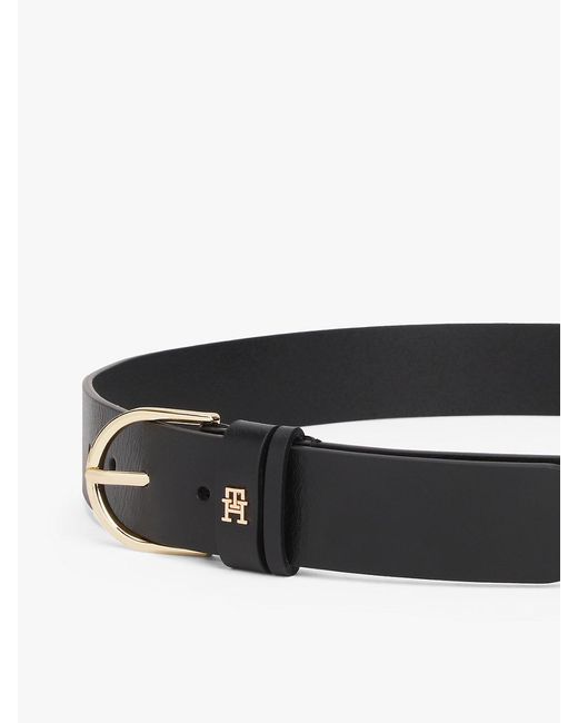 Tommy Hilfiger Black Essential Th Monogram Leather Belt