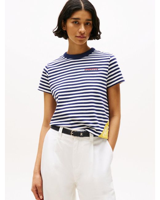 Tommy Hilfiger Blue Hilfiger Sailing Breton Stripe Relaxed T-shirt