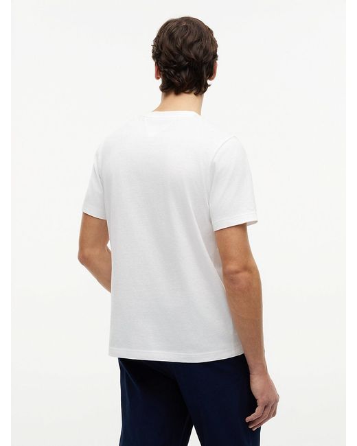 Tommy Hilfiger White Logo Graphic Jersey Crew Neck T-Shirt for men