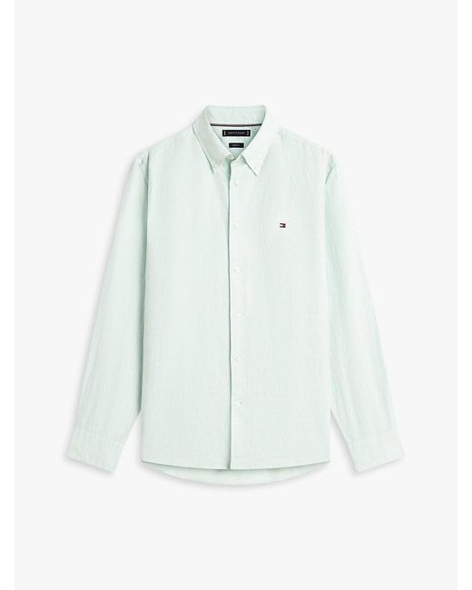 Tommy Hilfiger White Regular Fit Linen Blend Dobby Shirt for men