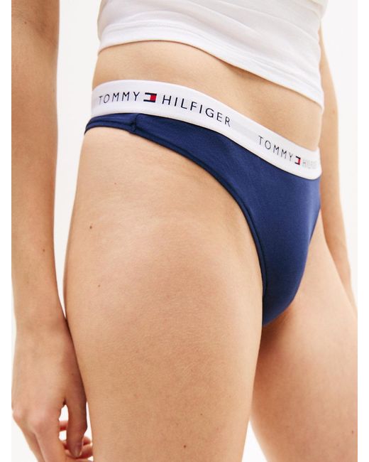 Tommy Hilfiger White 5-Pack Essential Repeat Logo Waistband Thongs
