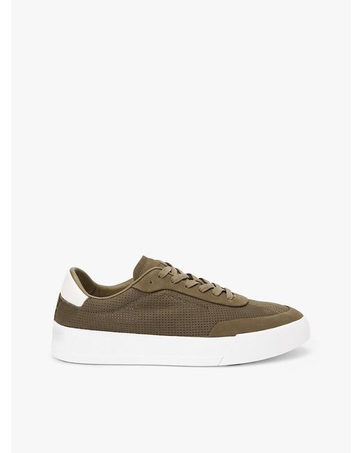 Tommy Hilfiger Green Ventilation Detail Leather Court Trainers for men