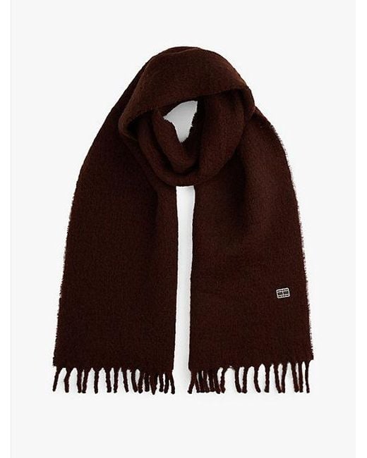 Bufanda Heritage De Mezcla De Lana Con Logo Tommy Hilfiger de color Brown